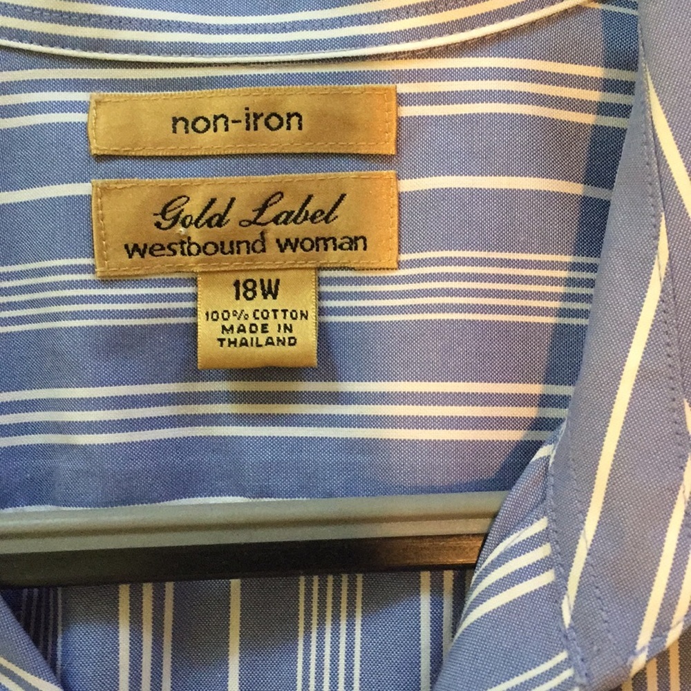 Gold Label westbound woman striped blue blouse 18W - Picture 2 of 5